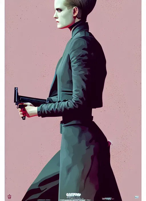 Image similar to poster artwork by Michael Whelan and Tomer Hanuka, a portrait of Evan Rachel Wood in Westworld, clean