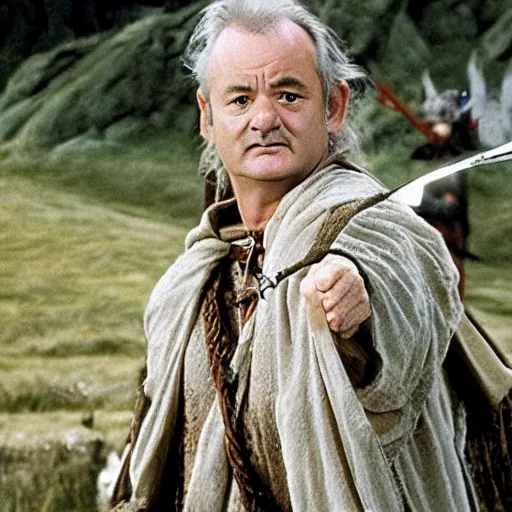 Image similar to bill murray in lord of the rings, movie still, promotional shot