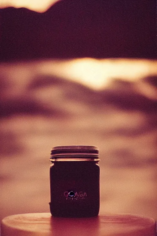 Prompt: agfa vista 4 0 0 photograph of the universe in a jar, moody lighting, moody vibe, telephoto, 9 0 s vibe, grain, tranquil, calm, faded!,