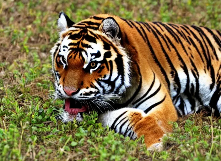 Image similar to a wounded tiger in the centella asiatica