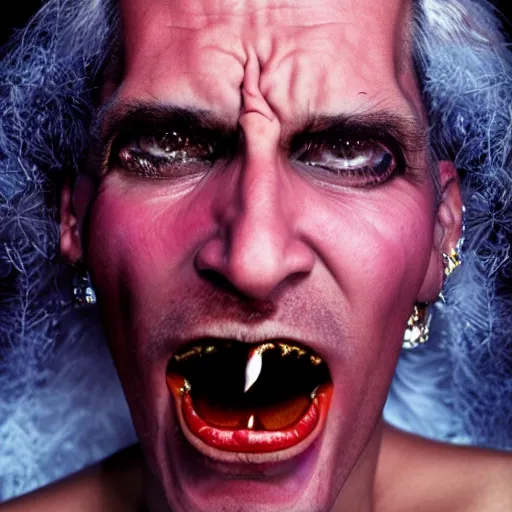 Image similar to a devil, close - up portrait photo by david lachapelle, masterpiece, trending on flickr