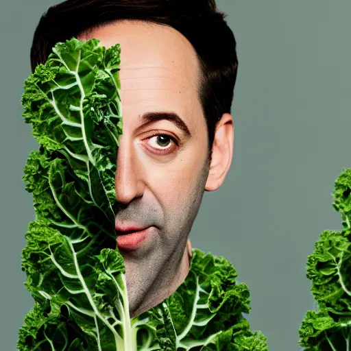 Image similar to tony hale double exposure head of kale