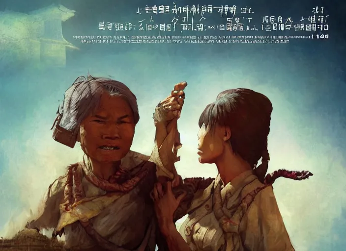 Image similar to poster for an animation film called the last asian slave woman, 8 k, hd, art by craig mullins