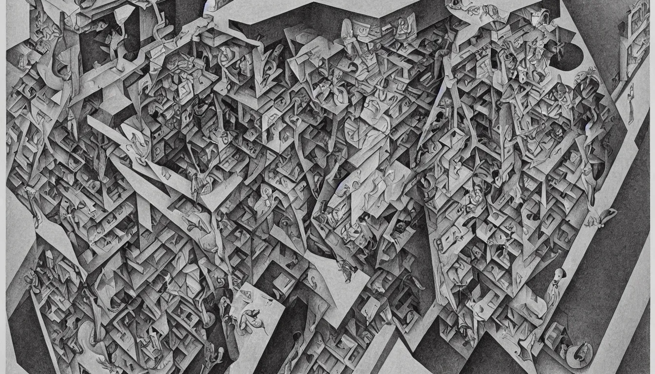 Image similar to self portrait by m c escher