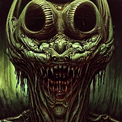 Image similar to space alien, slimy, glossy, sharp teeth, by h. r. giger, beksinski, nightmare fuel, nightmarish, intricate, highly detailed, optical illusion, stranger things demogorgon, cave lighting, flickering