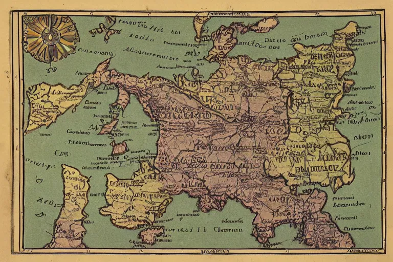 Image similar to map of the kingdom of the balkan tatars, in an old atlas