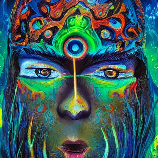 Image similar to shamanic art by anderson debernardi and pablo amaringo