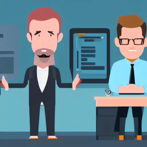 Prompt: man in office modern explainer video style