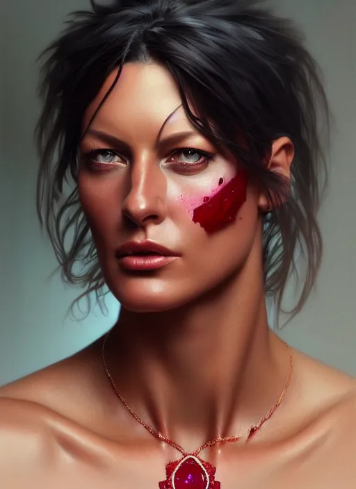 Prompt: portrait of cindy landolt, hyperrealistic face, jewelry, greek, ruby, intricate, headshot, highly detailed, digital painting, artstation, concept art, sharp focus, cinematic lighting, illustration, art by artgerm and greg rutkowski, alphonse mucha, cgsociety