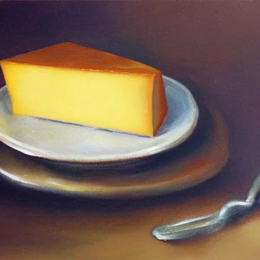 Prompt: beautiful oil painting of gouda cheese