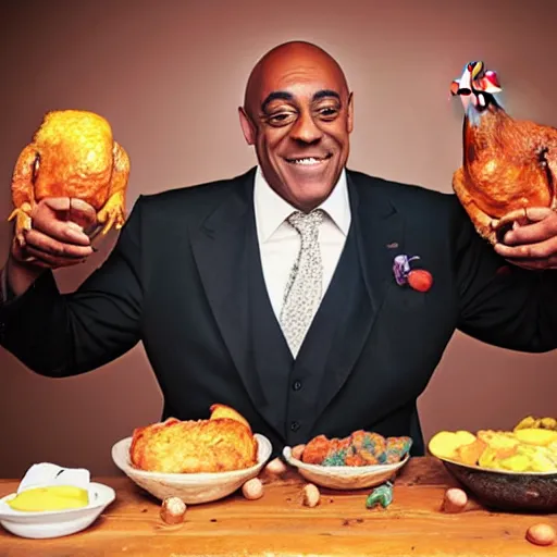 Image similar to ainsley harriot juggling chickens