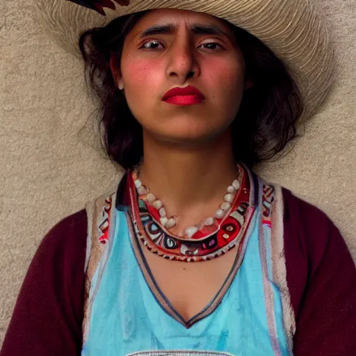 Image similar to photo of a young mexican woman in the style of martin schoeller