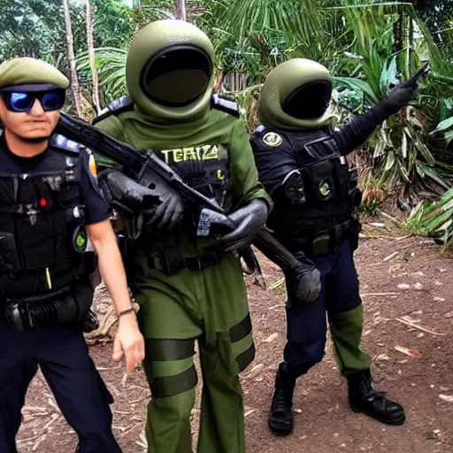 Image similar to extraterrestrial zeta reticulan alien, arrested by special forces