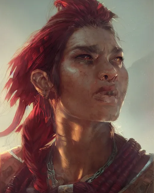 Image similar to the elder scrolls vi, charismatic rugged female redguard warrior portrait, illustration, rim light, top light, perfectly shaded, soft painting, art by krenz cushart and wenjun lin