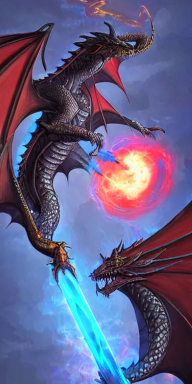 Image similar to draconic staff, dragon staff, ((((dragon head)))) on top of the staff, glowing draconic staff, epic fantasy style art, fantasy epic digital art, epic fantasy weapon art, hearthstone style art