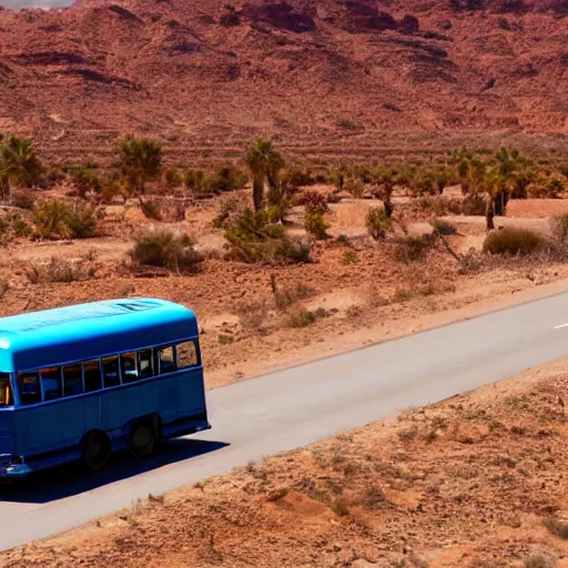 Image similar to Blue bus transformer fight in a desert