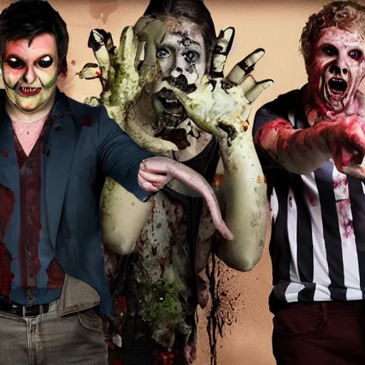 Image similar to the hosts of Best of the Worst as zombies