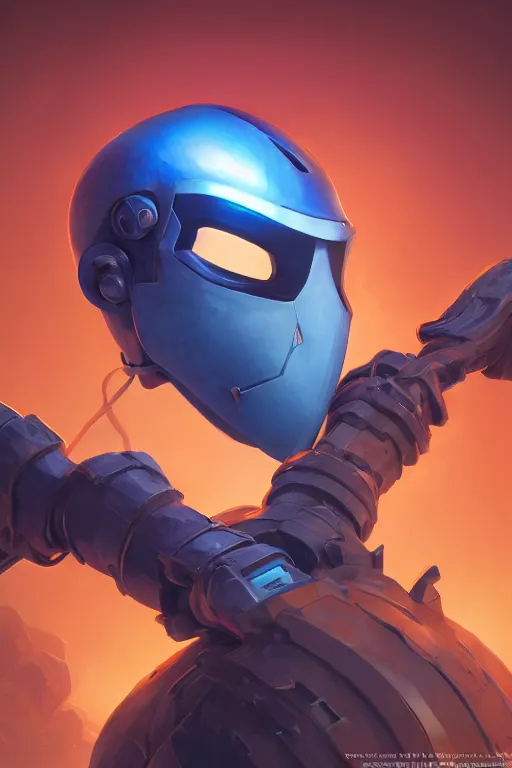 Image similar to epic mask helmet robot ninja portrait stylized as fornite style game design fanart by concept artist gervasio canda, behance hd by jesper ejsing, by rhads, makoto shinkai and lois van baarle, ilya kuvshinov, rossdraws global illumination radiating a glowing aura global illumination ray tracing hdr render in unreal engine 5