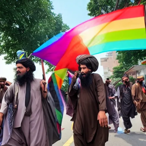 Prompt: taliban at gay pride