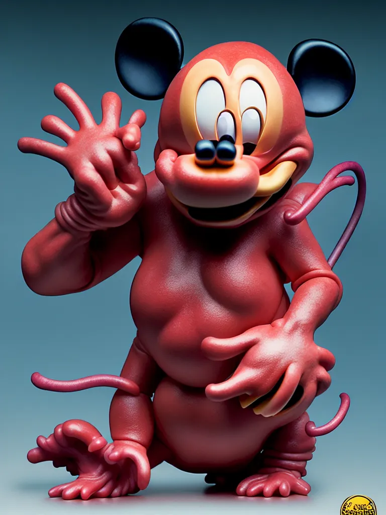 Prompt: hyperrealistic rendering, fat smooth john carpenter flesh monster mickey mouse by donato giancola and greg rutkowski and wayne barlow and zdzisław beksinski, product photography, action figure, sofubi, studio lighting, colored gels, colored background