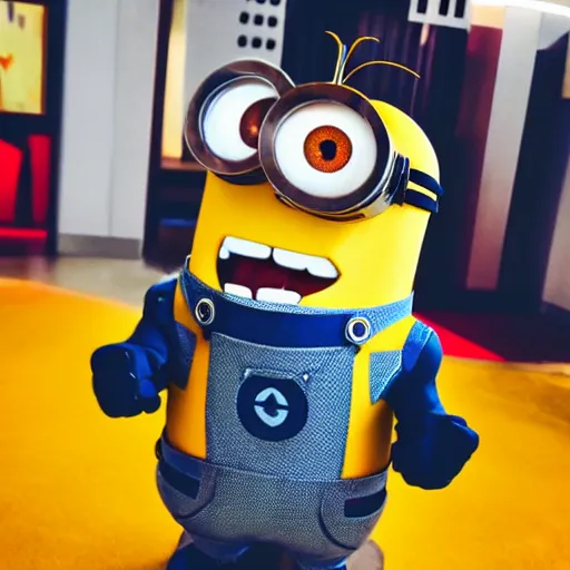 Image similar to a minion as Iron man