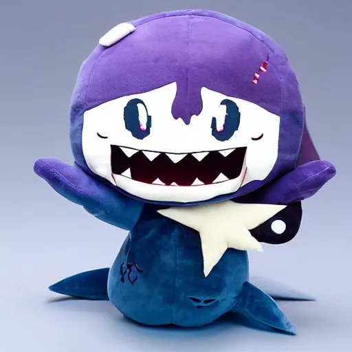 Prompt: cute fumo plush of a shark with sharp and dangerous teeth, anime girl