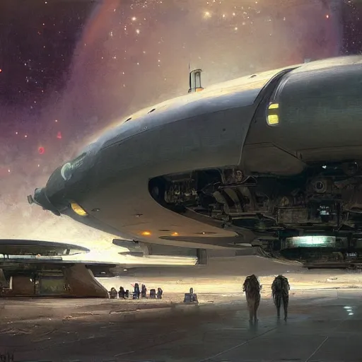 Image similar to spaceport, by jeremy mann, peter elson.