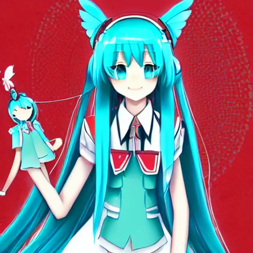 Image similar to hatsune miku on the moscow red square, high detailed anime art, trending on pixiv