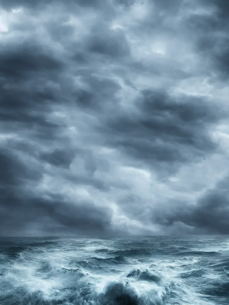 Image similar to detailed sea, layers, very detailed super storm, hyper realistic, impressive, very atmospheric, smoke boiling, cinematic, deep, very high complexity, stunning, masterpiece, weather photography, very detailed. 4 k