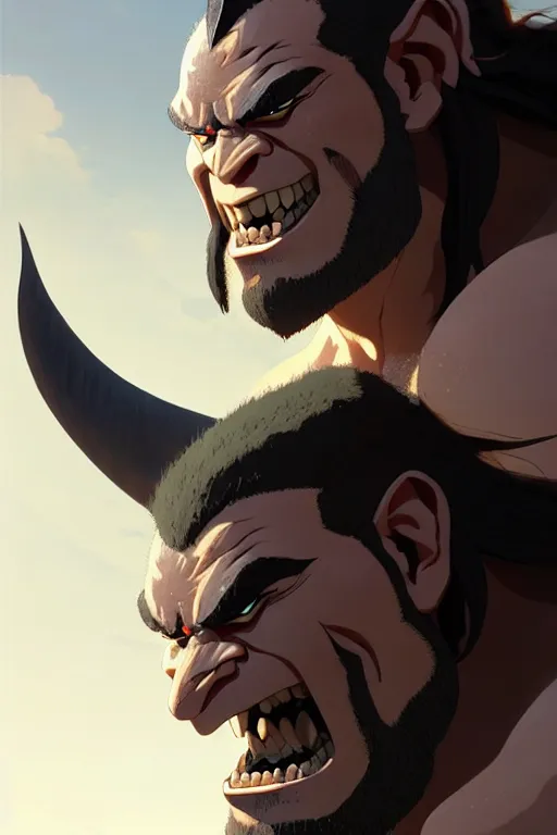 Image similar to orc barbarian male, finely detailed perfect face, exquisite details, earth magic, mid view, design on a white background, by studio muti, greg rutkowski makoto shinkai takashi takeuchi studio ghibli