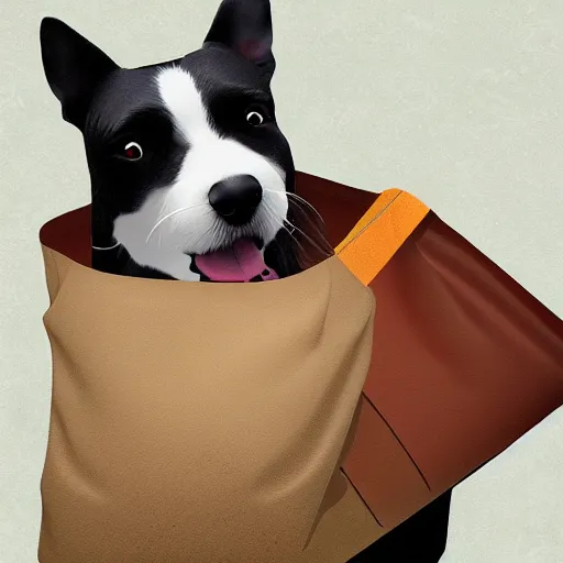 Image similar to 2 dogs in bag, photorealistic