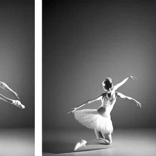 Prompt: donald trump as a ballerina, studio lighting, b & w