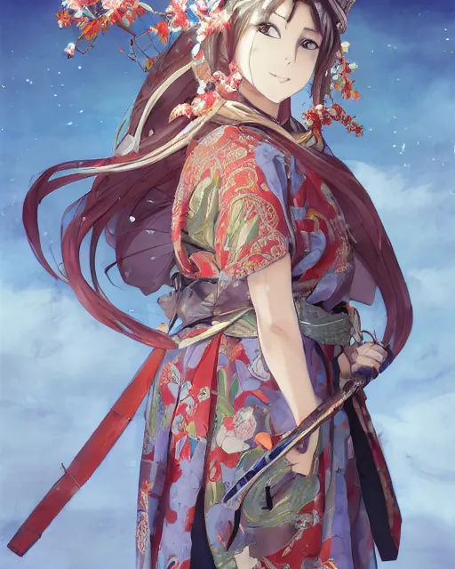 Image similar to A full-body anime portrait of Ssunbiki as a beautiful woman wearing a kimono from Skyrim, by Stanley Artgerm Lau, WLOP, Rossdraws, James Jean, Andrei Riabovitchevy, Marc Simonetti, and Sakimichan, trending on artstation