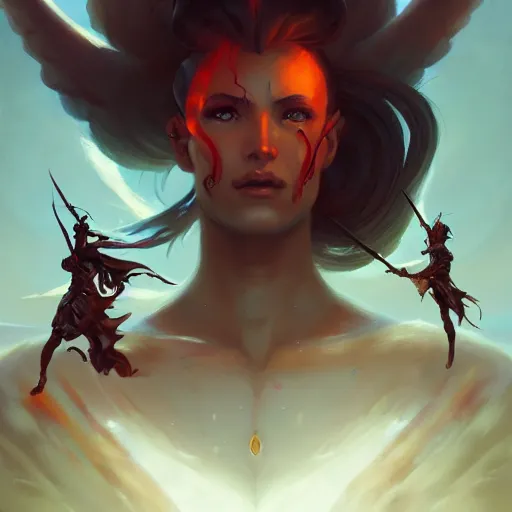 Image similar to portrait of a goddess of war by pete mohrbacher and greg rutkowski and wlop and artgerm, digital art, unreal engine 5, trending on artstation, deviantart, pinterest, rule of thirds, 4 k uhd image