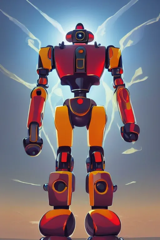 Image similar to metabots medabots medarotto medarot robot minimalist comics, behance hd by jesper ejsing, by rhads, makoto shinkai and lois van baarle, ilya kuvshinov, rossdraws global illumination ray tracing hdr radiating a glowing aura