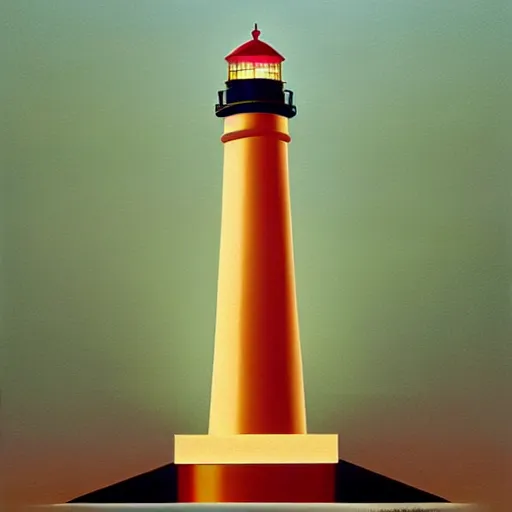 Image similar to a lighthouse illuminating the city, painting art style by kenton nelson