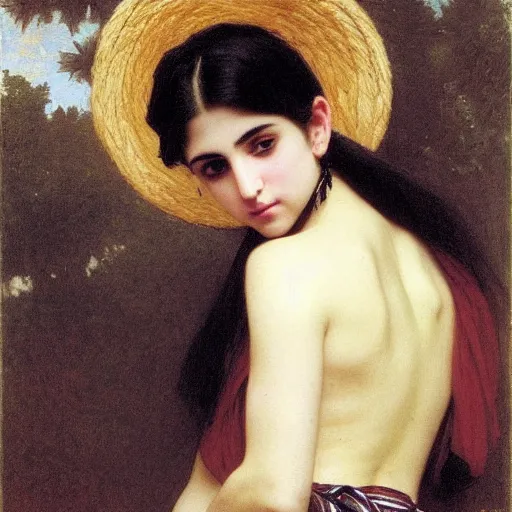 Image similar to 2 1 - year - old persian goth girl, drawn by william - adolphe bouguereau