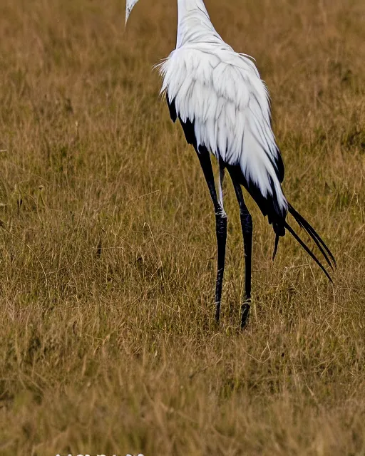 Image similar to zoomed out picture of secretary bird in savannah, captured on iphone, dlsr, photography