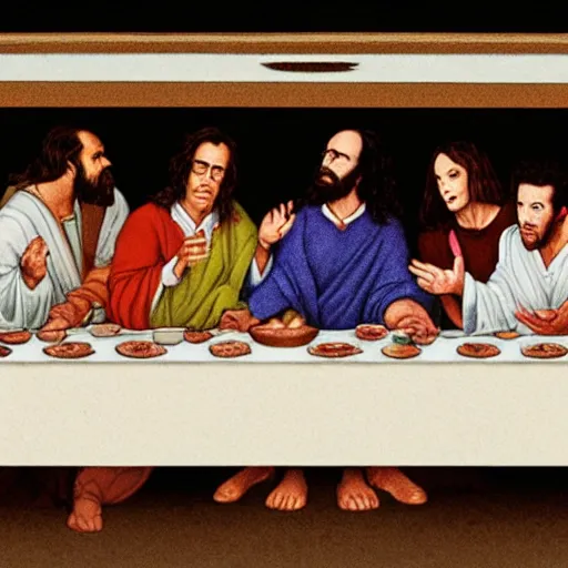 Prompt: Seinfeld cast at The Last Supper