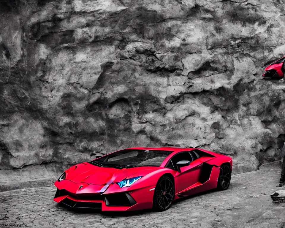 Image similar to lamborghini aventador photoshoot, cinematic, rishikesh background, uttarakhand, photography by alexey kurylev, beautiful, india, heavily detailed