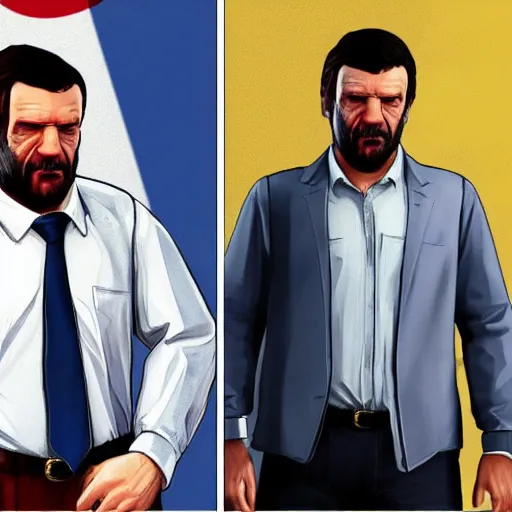 Image similar to a photo of mariano rajoy as a gta 5 character,