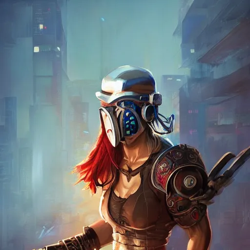 Image similar to cyberpunk viking helmet mask warrior goddess robot ninja fantasy, art gta 5 cover, official fanart behance hd artstation by jesper ejsing, by rhads, makoto shinkai and lois van baarle, ilya kuvshinov, ossdraws