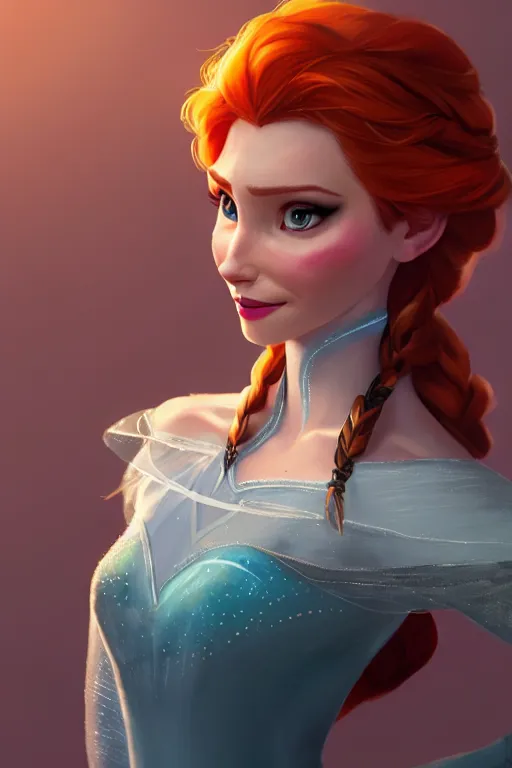 Image similar to elsa from frozen cosplaying as triss merigold, highly detailed, digital painting, artstation, concept art, smooth, sharp focus, elegant, illustration, unreal engine 5, 8 k, art by artgerm and greg rutkowski and edgar maxence