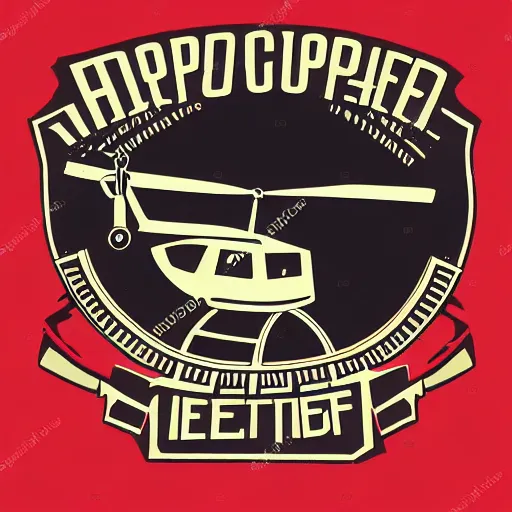 Image similar to retro illustration of a helicopter, logo,