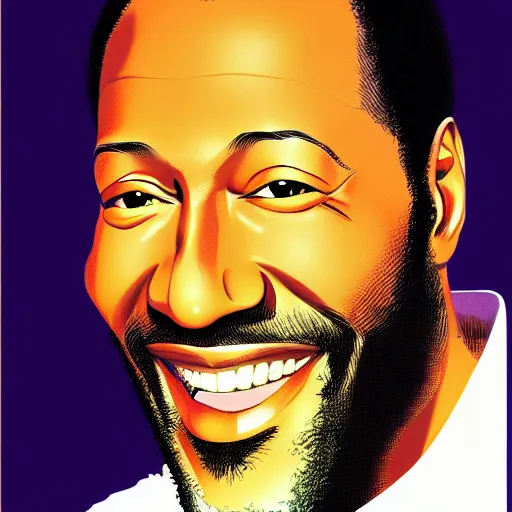 Image similar to marvin gaye by clyde caldwell, ilya kuvshinov, rossdraw, very detailed