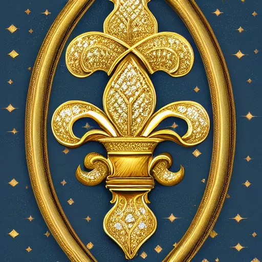 Prompt: fleur de lis,higly detailed,golden,diamonds,digital art