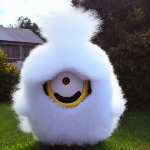 Image similar to a fluffy white cloud!! shaped like a minion!!!!