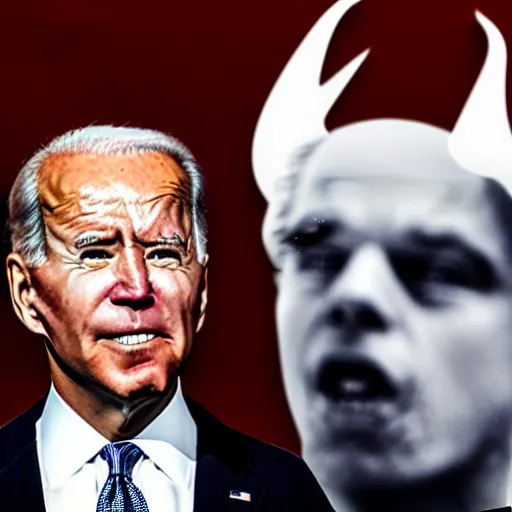 Image similar to joe biden with devil horns