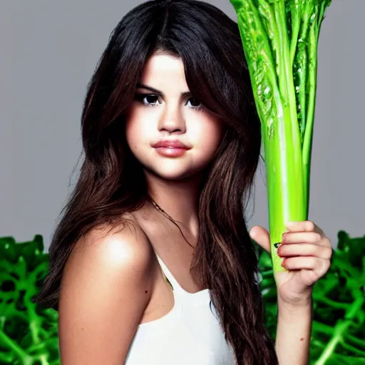 Image similar to selena gomez and celery hybrid