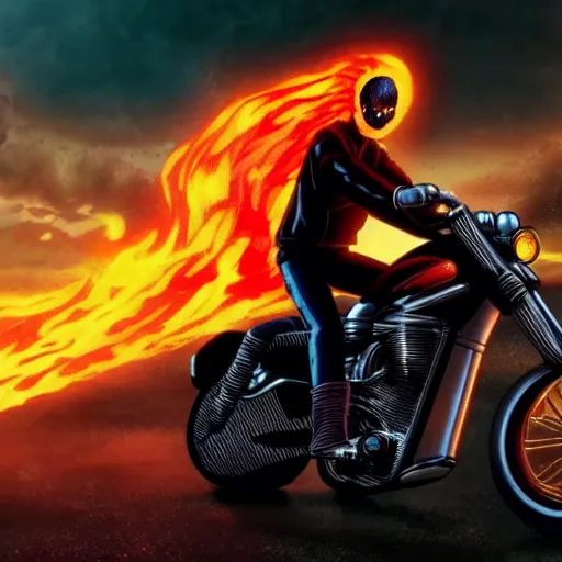 Prompt: Ghost rider on Keneda bike In AKIRA 4K quality anime